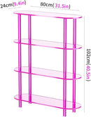 Clear Bookshelf, Acrylic Bookcase with Open Book Shelf Console Table for Entryway Office (4 Tier Pink) by CozyNest Decor