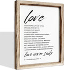 Love Wood Signs, Christian Wooden Wall Sign, Master Bedroom Signs, Inspirational Christian Gift, Home Decor, Framed Wall Plaque Sign 15 * 11.5 inches, Love is the Patient by CozyNest Decor