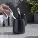 Matte Black Toothbrush Holders for Bathroom - 2Pcs Ceramic Tooth Brushing Holder Set, Toothpaste Holder, Reusable Toothbrush Mouthwash Cups, Space-Saving Design for Bathroom Countertop by CozyNest Decor