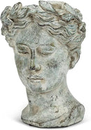 Abbott Collection Goddess Head Planter - Large Cement Indoor and Outdoor Planter Pot - Grecian Woman Statue Head Planter for Flowers and Succulents - Grey (10" H, 4.5" Opening) by GreenHaven Gardens
