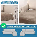 H.VERSAILTEX Velvet Stretch Sectional Couch Covers 3 Pieces Sofa Seat Cushion Covers L Shape Separate Cushion Couch Cover for Both Left/Right Sectional Couch (Large Sofa 2 Seater + 1 Chaise, Taupe) by CozyNest Decor