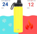 DRINCO Stainless Steel Water Bottle Spout Lid Vacuum Insulated Double Wall Water Bottle Wide Mouth (40oz 32oz 22oz 18oz 14oz) Leak Proof Keeps Cold or Hot (22 oz, 22oz Illuminating Yellow) by CozyNest Decor