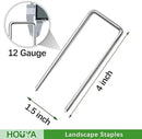 100 Pack Landscape Staples 4 Inch 12 Gauge Garden Stakes Galvanized Garden Staples Pins Anti-Rust Ground Stakes for Weed Barrier, Irrigation Tubing, Yard Lawn, Landscape Fabric by CozyNest Decor