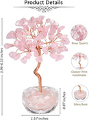 Jovivi Small Rose Quartz Crystal Tree, Natural Crystal Healing Stones Tree Glass Bowl Base Gemstone Money Trees Feng Shui Good Luck Home Desk Decor by GreenHaven Gardens