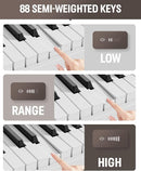 Finger Dance Folding Piano Keyboard 88 Keys, Portable Electric Keyboard with Bluetooth MIDI, Full Size Digital Piano, Wood Grain, Semi-Weighted, Touch Sensitive, with Storage Bag for Beginner by TinyTreasures Baby Boutique