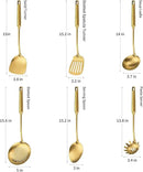 304 Stainless Steel Cooking Utensil,Kitchen Kitchen Utensil with Spatula, Solid Spoon, Ladle, Skimmer, Spaghetti Spoon, 6 Piece Set, Dishwasher Safe(Gold) by CozyNest Decor