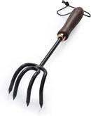 Barebones Cultivator - Weed Remover Tool - Garden Rake and Weeding Tool for Yard Work - Stainless Steel Cultivator for Raking Soil (Walnut/Black) by GreenHaven Gardens