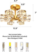 Semi Flush Mount Ceiling Light Fixture Modern 6 Lights Gold Crystal Chandelier,Brushed Nickel Sputnik Chandeliers for Hallway Entryway Bedroom Dining Room Farmhouse Kitchen Office by CozyNest Decor