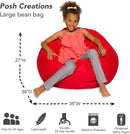 Posh Creations Bean Bag Chair Round EPS Filled Seat for Toddlers and Kids, Comfy Chair for Children, Large 38 Inch, Nylon - Solid Red by TinyTreasures Baby Boutique