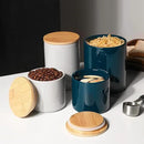 Sweejar Ceramic Kitchen Canister Sets, Porcelain Container for Countertop, Heavy Food Storage Jars with Airthight Seal Bamboo Lid, Servering for Sugar, Coffee Beans, Tea Leaves, Pack of 4（Gray） by CozyNest Decor