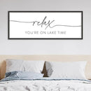 SRSZHIYUE Relax You're On Lake Time Wall Decor Above Bed Sign 32"×12" for Lake House Bedroom Over Bed Large Wood Framed Hanging Art (Black) by CozyNest Decor
