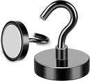 MIKEDE Black Magnetic Hooks, 80Lbs Heavy Duty Earth Magnets with Hooks for Cruise Cabin, Strong Magnet Hooks for Hanging, Super Metal Magnetic Hanger for Grill, Fridge, Kitchen - Pack of 10 by CozyNest Decor