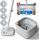 KZKR Spin Mop and Bucket Set with Self Separation Dirty and Clean Water System, Self Wringing 360° Rotating Square Mop Head for Home Floors Cleaning (1.0 Mop and Bucket Set (4 Pads)) by CozyNest Decor