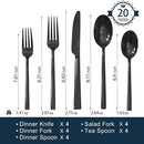 KINGSTONE Black Silverware Set, 20-Piece Forged Flatware Set Cutlery Set Premium Stainless Steel, Service for 4, for Kitchen, Home, Wedding, Party, Mirror Polished and Dishwasher Safe by CozyNest Decor