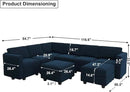 Belffin Modular Velvet Sectional Sofa with Storage Seat Oversized U Shaped Couch with Reversible Chaise Sofa Set with Ottoman Blue by CozyNest Decor