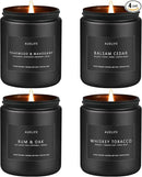 Scented Candles Set | Candle Gifts for Men - Masculine Candle, Soy Candles for Home Scented - 4 Pack Aromatherapy Gift for Dad Fathers Day- Scent of Teakwood & Mahogany/Whiskey Tobacco/Rum & Oak/Cedar by CozyNest Decor
