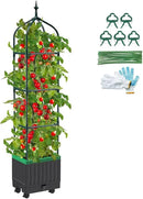Raised Garden Bed Planter Boxes with Trellis,1pcs 70.9"Self-Watering Tomato Planter Boxes with Trellis for Climbing Vegetables Plants Flowers Tomato with Wheels,Use for Indoor Outdoor (Black) by GreenHaven Gardens