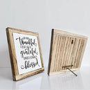 Thankful Grateful Blessed Sign, Inspirational Wood Sign, Wooden Plaques Signs Table Decor, Rustic Desk Decorate, Christian Home Decorate, Appreciation Gift, Mom Gift, Farmhouse Signs by CozyNest Decor