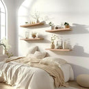 Light Wood Floating Shelves for Wall Rustic Wall Shelves for Bedroom Set of 6 by CozyNest Decor