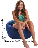 Posh Creations Structured Comfy Seat for Playrooms and Bedrooms, Large Bean Bag Chair, 100in Round Classic Bean Bag, Navy by TinyTreasures Baby Boutique