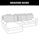 PrinceDeco Sectional Couch Covers Velvet Cushion Covers for Sectional Couch Washable Cushion Covers for Sectional Sofa Pet Friendly Sectional Sofa Slipcovers(1 Chaise Back+ 3 Sofa Back,Grey) by CozyNest Decor