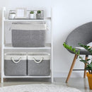 TheWarmHome Organization and Storage Basket for Organizing - 3 Pack 16x12x12 inch Cube Storage Bin Fabric Storage Cubes for Organizer Cloth Gift Toy Closet (White & Grey) by TinyTreasures Baby Boutique