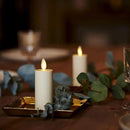 Luminara Outdoor Votive Flameless LED Candle, Set of 2 Ivory 1.5" x 4", Moving Flame Battery Operated Timer Remote Ready IPX4 Matte Plastic Finish by GreenHaven Gardens