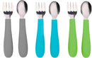 WeeSprout Toddler Utensils, 3 Forks & 3 Spoons, 18/8 Stainless Steel & Food Grade Silicone, Thick Easy-Grip Handles, Perfect Length For New Self Feeders, Gentle On Gums & Teeth, Dishwasher Safe by TinyTreasures Baby Boutique