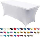 ABCCANOPY 6 FT White Spandex Table Cover Stretch Fitted Wrinkle Resistant Tablecloth Reuse for Rectangular Folding Table Patry Event Wedding Banquet Protector by CozyNest Decor