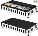 2 Pack Bamboo Under Bed Storage with Wheels, 39”x20”x7.8” Lager Under Bed Storage Containers (White) by CozyNest Decor