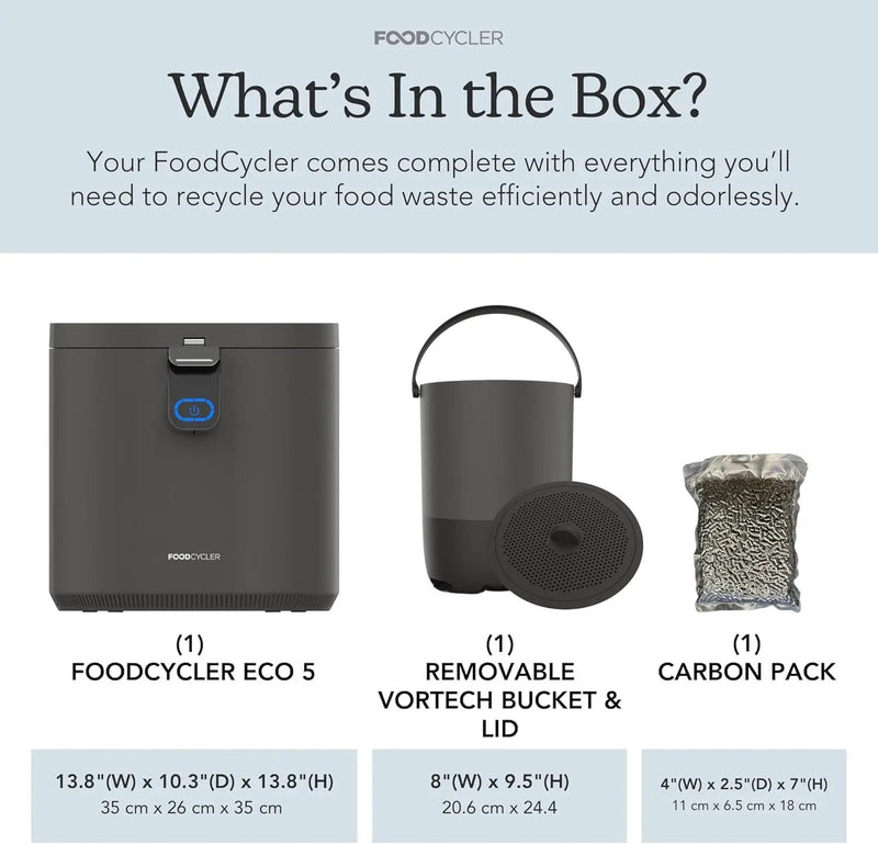 Food Cycler Eco 5 Award-Winning Kitchen Food Recycler | Indoor Composter Bin Alternative | Electric Countertop Food Disposer with Odorless 5L Indoor Food Waste Bin for Easy Waste Management | Grey, photo 3 of 6