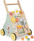 Wooden Baby Walker, Multiple Learning Activities Center Develops Motor Skills for Infant to Toddler, Push and Pull Walkers with Wheel for Boys Girls by TinyTreasures Baby Boutique