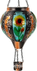 Starsoul Sunflowers Hot Air Balloon Solar Lantern Metal & Glass Solar Hot Air Balloon Hanging Garden Light Waterproof Outdoor Lantern for Patio Yard Party Decorations by GreenHaven Gardens