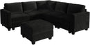 HONBAY Corduroy Modular Sectional Couch with Storage L-Shaped Sectional Couches for Living Room 6 Seater Modular Sectional Sofa, Black by CozyNest Decor