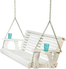Amish Casual 4 Foot Roll Back Porch Swing with Cup Holders in Semi-Solid White Stain - Amish Made in The USA from Treated Pine Heavy Duty 700 Lb. Weight Capacity by GreenHaven Gardens