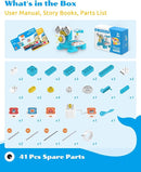 WhalesBot A1 Coding Toy for Kids, Building Block Robot, Fun STEM Toy with Magnetic Controller and Sensor Blocks, Screen-Free Coding with 3 Guide Books for Kids 3-6 by TinyTreasures Baby Boutique