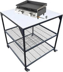 Stainless Steel 3-Tier Mobile Cart for Outdoor Grills & Pizza Ovens by CozyNest Decor