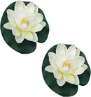 2Pcs White Artificial Floating Foam Lotus Flowers with Water Lily Pad Ornaments,Perfect for Patio Koi Pond Pool Aquarium Home Garden Wedding Party Holiday Decoration Water Gardens and Ponds by GreenHaven Gardens