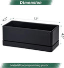 D'vine Dev 12 Inch Window Box Planter, Rectangle Plastic Herb Planter with Drainage Holes and Saucer, Indoor Succulent Cactus Vegetable Pot for Windowsill, Garden Balcony, Black, Set of 2, 76-X-B-2 by GreenHaven Gardens