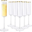 Ciaell 24 Pack Plastic Champagne Flutes - 6Oz Gold Rim Disposable Champagne Glasses - Square Clear Plastic Toasting Glasses for Party Birthday Anniversary Wedding by CozyNest Decor