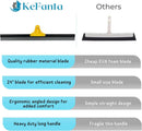 Floor Squeegee for Concrete and Tile Cleaning, 24'' Rubber Wiper Broom, Large Heavy Duty Water Scraper with 60'' Long Handle for Garage, Deck, Bathroom, Shower Glass, Window by GreenHaven Gardens
