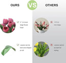 Rose Red Artificial Tulips, 2 Bundles 14Pcs, Fake Tulips Artificial Flowers, 2 x 2.4 Inch Large Flower Head Big Tulip, Easter Valentine's Day Mother's Day Home Decoration Flowers by CozyNest Decor