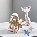 BGBWBFBR Handmade Mermaid Statue Set with Blue and White Starfish: A Beautiful Addition to Your Home Décor, ry-001 by GreenHaven Gardens
