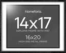 Homeforia 16x20 Diploma Black Wood Frame, High End Oak 16 x 20 Certificate Frames with Mat 14 x 17, 16by20 Document Frame Matted to 14by17, Wooden Graduation Frames, Tempered Glass, Wall Kit, Set of 1 by CozyNest Decor