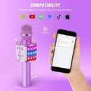 BONAOK Karaoke Microphone for Kids & Adults - Bluetooth Microphones Singing Mic with Disco Lights, Echo Effect, Built-in Speaker Portable Karaoke Player for Party Travel Gifts Q78(Light Purple) by TinyTreasures Baby Boutique
