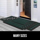 GORILLA GRIP 100% Waterproof All-Season WeatherMax Doormat US Designed Natural Rubber, Stain and Fade Resistant, Low Profile Indoor Outdoor Door Mats, Easy Clean Patio Mat, 17x29, Green Stripe by CozyNest Decor