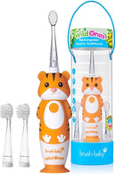 brush-baby WildOnes™ Rechargeable Kids Electric Toothbrush – Toby Tiger | Flashing Lights, 2-Min Timer, Waterproof, 3 Brush Heads | Toddler & Child Toothbrush Ages 0-10 | Soft Bristles by TinyTreasures Baby Boutique