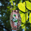 Hummingbird Solar Lanterns Glass & Metal Hanging Lantern Outdoor Waterproof 16" H Tabletop Light with Hollowed-Out Design for Garden Patio Table Decor Mother's Day Gift by GreenHaven Gardens