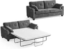 Pull Out Sofa Bed, Full Size Sleeper Sofa, 2-in-1 Convertible Corduroy Couch with USB Charging, Memory Form Couch for Living Room, Apartment and Small Space (Dark Grey, Chenille - Queen Size) by CozyNest Decor