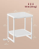 VASAGLE End Table, 2-Tier Side Table with LED Lights, Modern Nightstand, Square Bedside Table, Frosted Glass, Bottom Shelf, for Bedroom, Cloud White and Pearl White ULET232W01 by CozyNest Decor